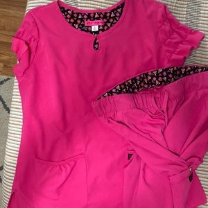 Pink Betsy Johnson scrub set